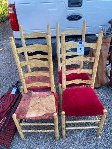 Set of Four Dining Chairs with Red Upholstery image