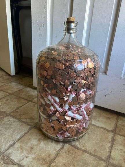 Glass Jar Of Pennies image