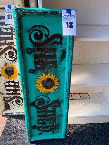 Rustic 'She Shed' Sunflower Metal Wall Decor image