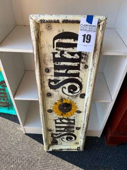 Rustic 'She Shed' Sunflower Metal Wall Decor image