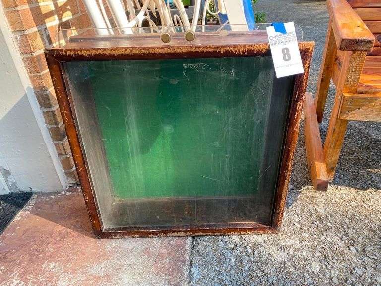 Vintage Wooden Display Case with Sliding Glass Top image