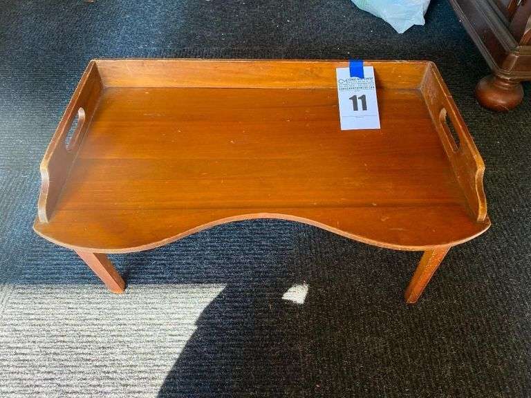 Vintage Wooden Serving Tray Table image