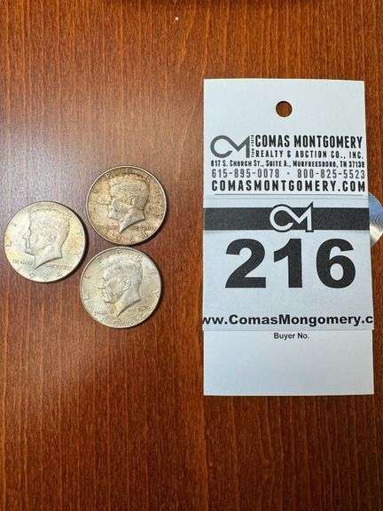 (3) 1964 Kennedy Half Dollars image