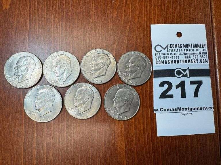 (7) Eisenhower Dollars - (1) 1971, (4) 1972, (2) 1776-1976 image