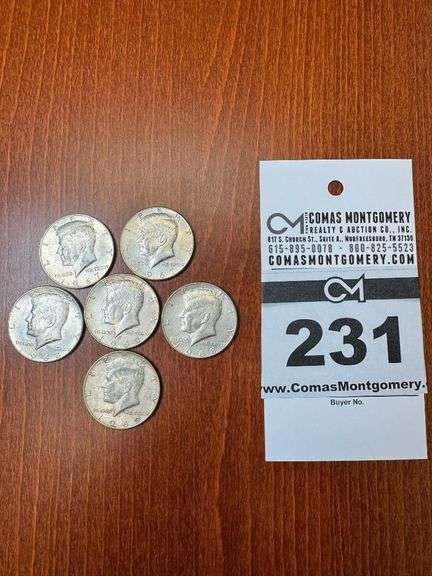 (6) Kennedy Half Dollars - (2) 1967 (3) 1968 (1) 1969 image