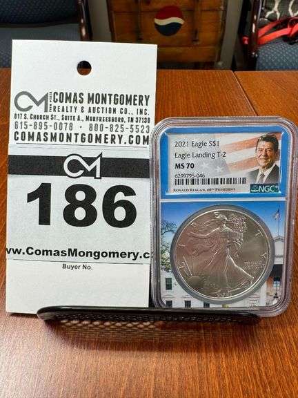 2021 Silver Eagle One Dollar Coin - Eagle Landing T-2 - NGC MS70 - Ronald Reagan image
