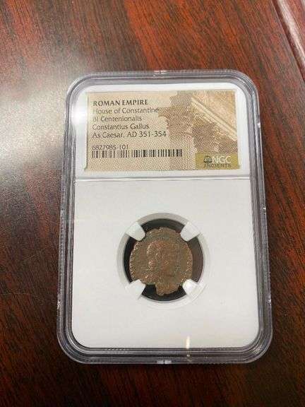 351-354 AD Roman Empire House of Constantine Bi Centenionallis Constantius Gallus As Caesar Coin image