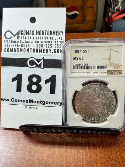 1887 - (S) Mogan Silver Dollar Coin NGC MS63 image