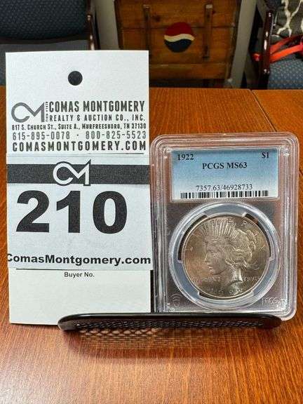 1922 Silver Eagle One Dollar Coin - PCGS MS63 image