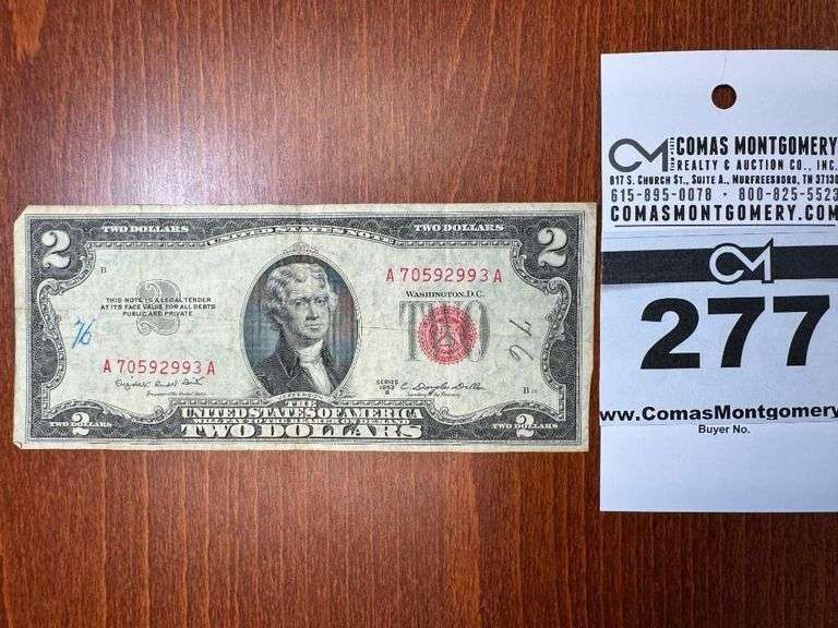 1953 Red Certificate $2 Bill image