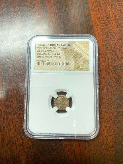 375-392 AD Western Roman Empire Valentinian II  AE4 (Nummus) Decline & Fall of the Roman Empire Coin image