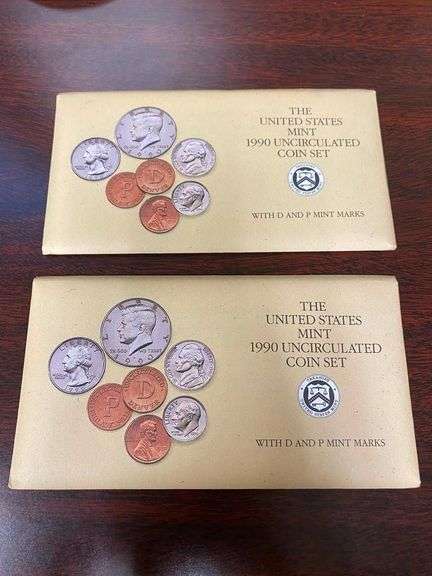 Pair of 1990 United States Mint Uncirculated Coin Sets image