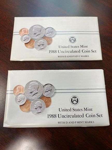 Pair of 1988 United States Mint Uncirculated Coin Set image