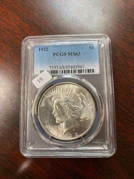 1922 Silver Eagle One Dollar Coin - PCGS MS63 image