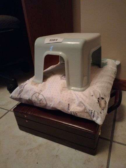 Small Plastic Step Stool; Pillow; Brief Case image