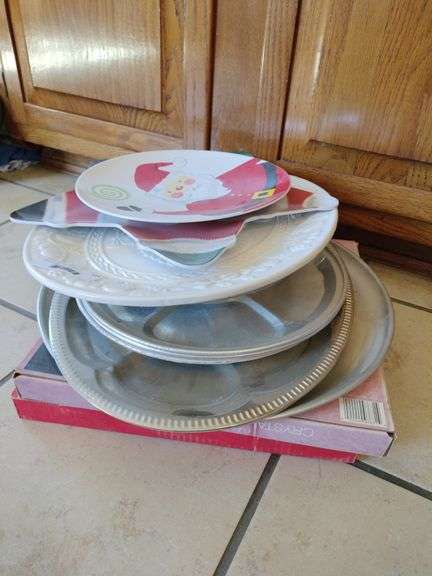 Platter Collection and Glass Relish Tray, Glass Christmas Tree Platter image