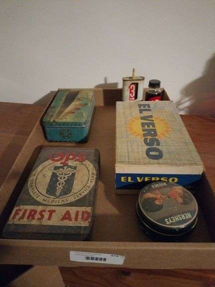 Decorative Tins, Old Bottles, Cigar Box image