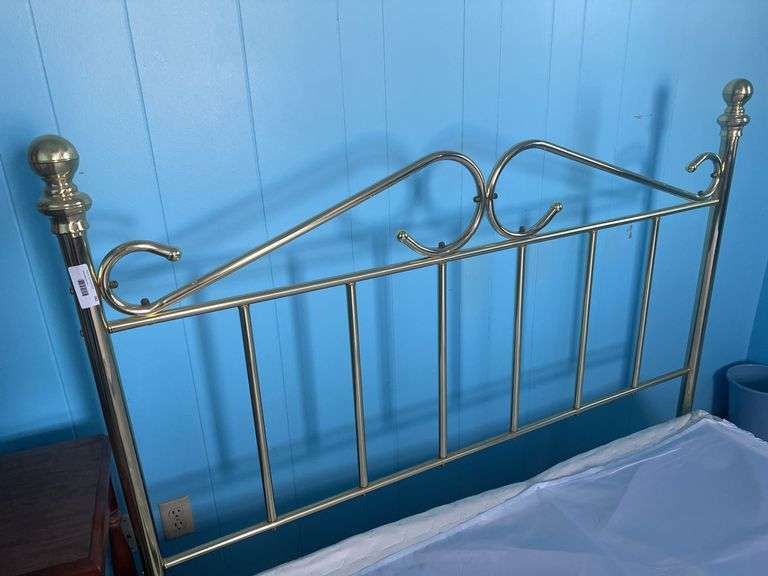 Brass headboard, frame and box springs, 61 inches image