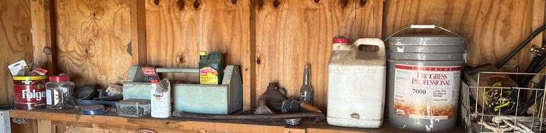 Tools, Hardware, Chemicals on top shelf image
