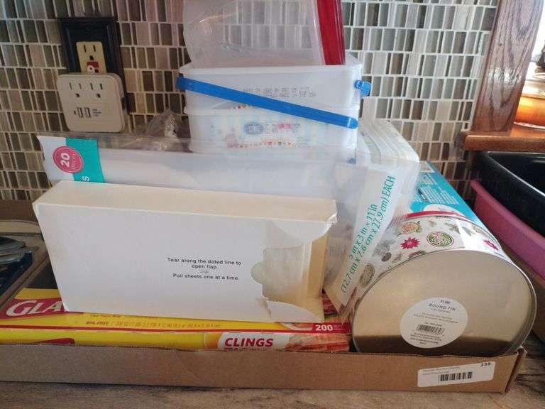 Plastic and foil wrap; plastic ice cream containers; plastic bags image