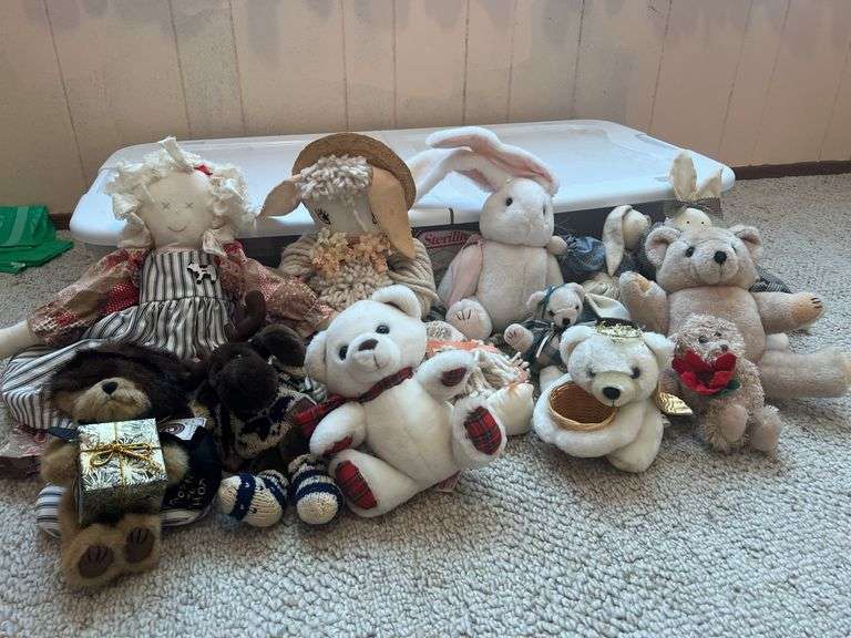 Wicker Basket, Storage Container, Stuffed Animals, and Dolls image