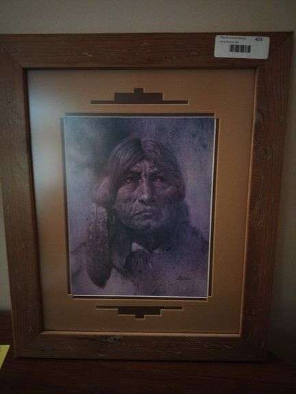 J Roman Native American War Chief Print (15x18); Native American Tool; Wicker Broom image