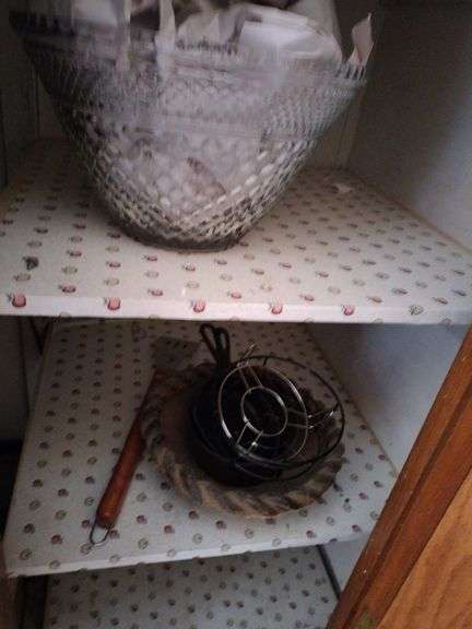 Contents of Closet incl punch bowl set, medical supplies, pans, more image