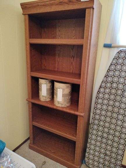 Wooden Book Shelf and (2) Decorative Boxes image