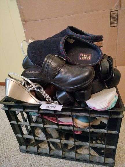 Milk Crate of Shoes Sizes 7-8 image
