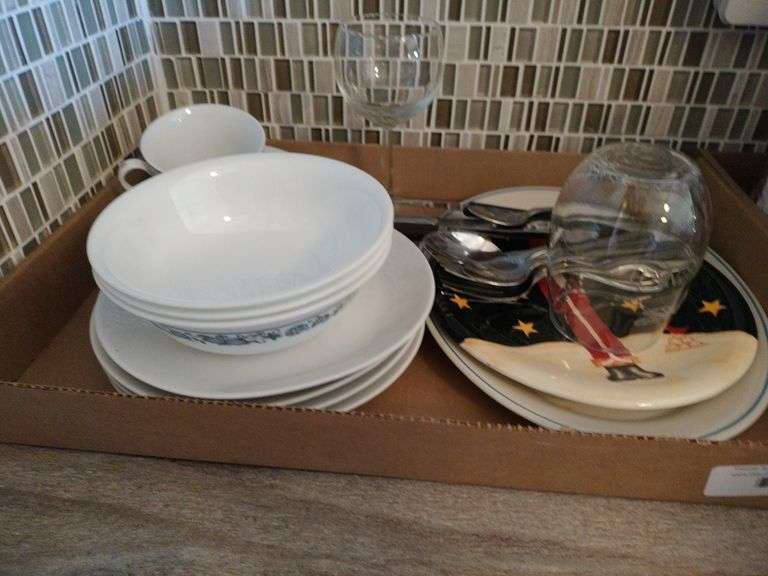 Bowls, plates, silverware image
