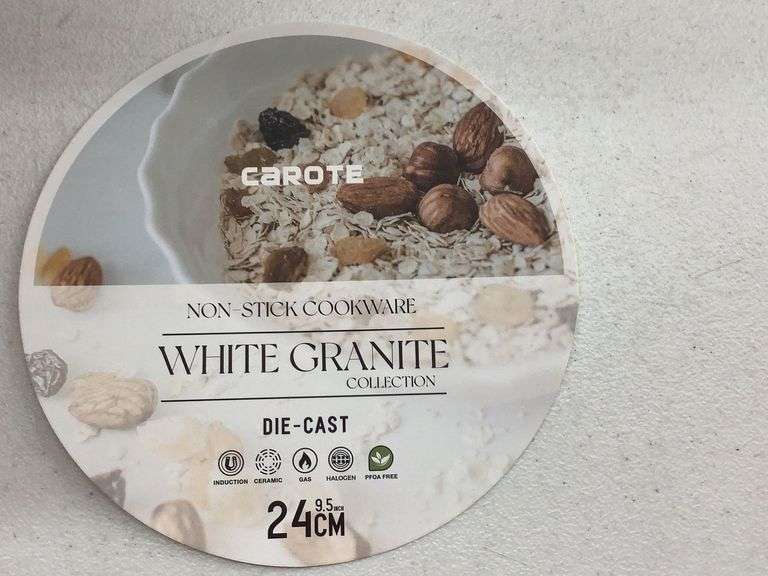 Carote Non-Stick Cookware, White Granite Collection