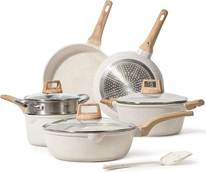 Carote Essential Woody Granite Die-Casting Non-Stick Cookware Set