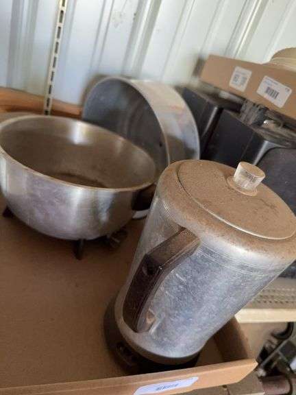 Metal Coffee Percolator and General Electric Pot Lot image