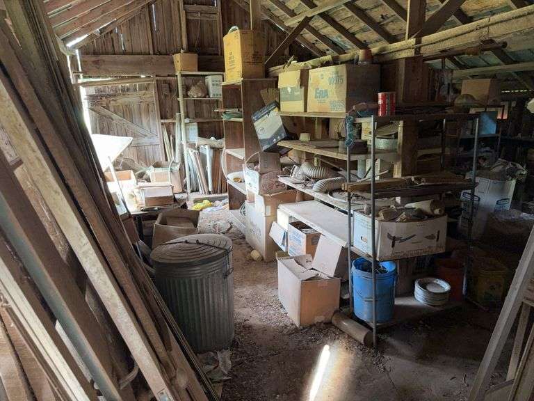 VERY LARGE LOT! Miscellaneous Items from Farm Storage Shed- Barn finds, Windows, Glass Insulators (West Room) image