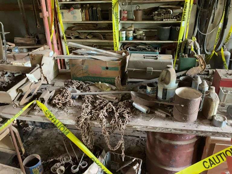 Mixed Lot of Chains, Tools, and Metalware image