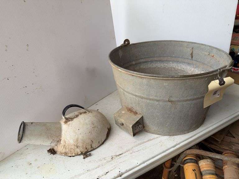 Enamelware Bedside Urinal and Galvanized Metal Bucket image