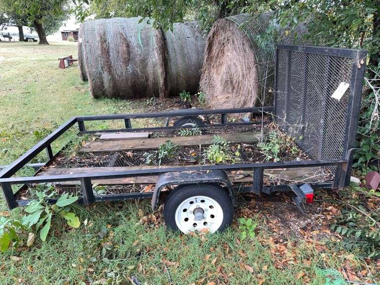 Lawn Trailer 8ft x 64 inches w/3ft drop down ramp, mesh metal floor image