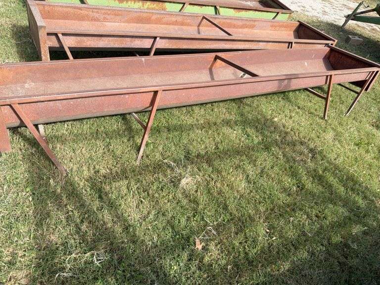 Two 12 ft Metal Livestock Feed Bunks image