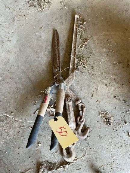 Lot of Wallace Garden Shears and Chain Hoist image