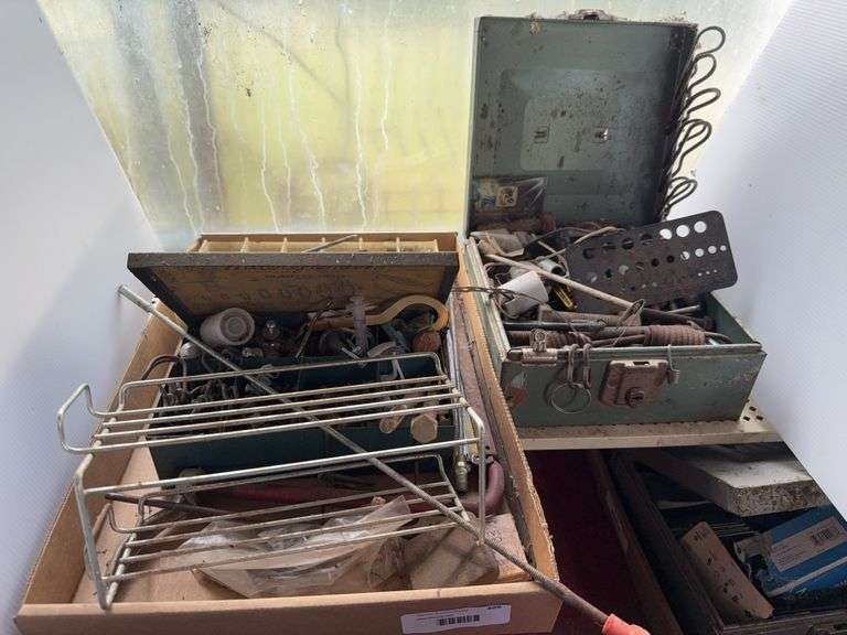 Toolbox Lot with Assorted Hardware, Fasteners, and Hand Tools image
