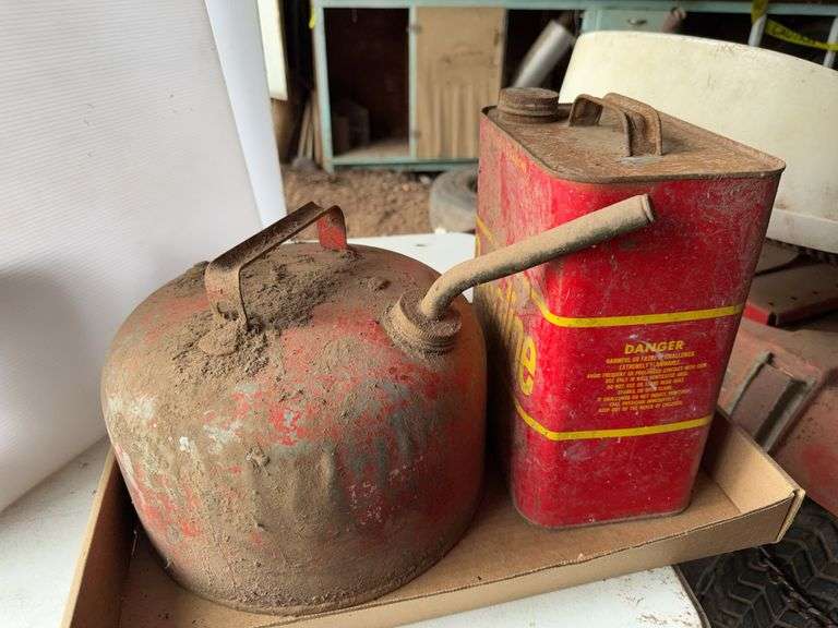 Two Vintage Style Metal Gas Cans image