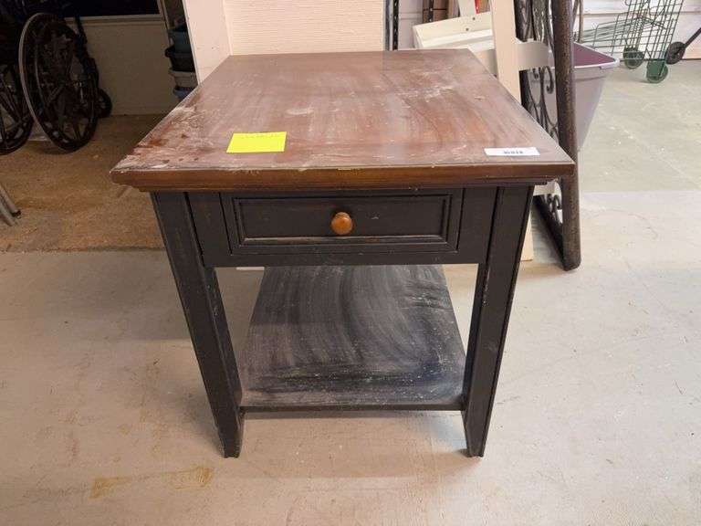 Wood Side Table with Drawer and Lower Shelf image