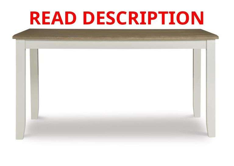 Powell Jane Vanilla White Legs and Rustic Taupe Top Dining Table, Wood with White Wood Base image