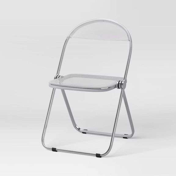 Modern Metal Acrylic Dorm Folding Chair Chrome image