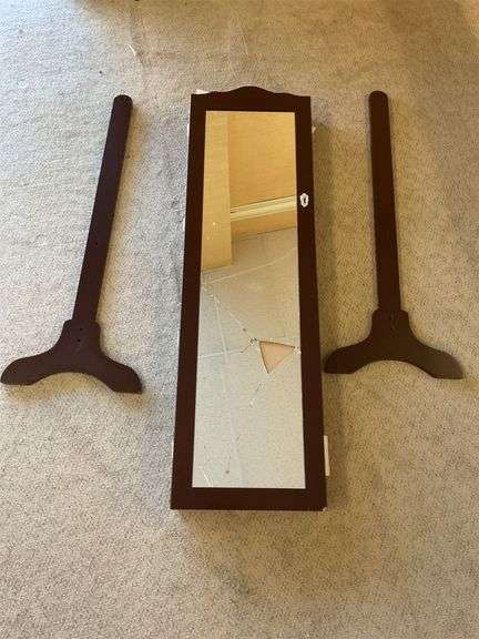 Dark brown, traditional mirror, broken glass image