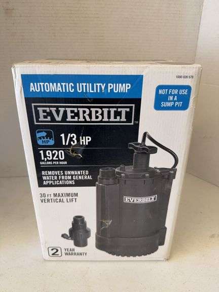 Everbilt 1/3 HP Automatic Utility Pump - New in Box image