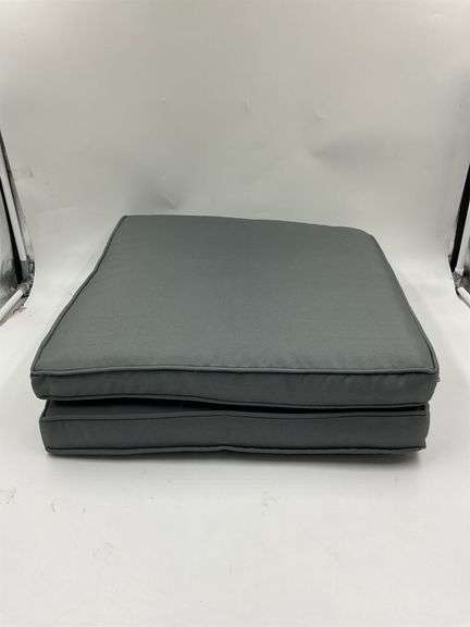 (2) grey/black outdoor chair cushions image