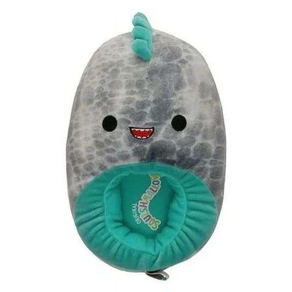 Squishmallows Chuey the Dinosaur Plush Step-In Slippers for Kids, Size 6/7, Dino Style image
