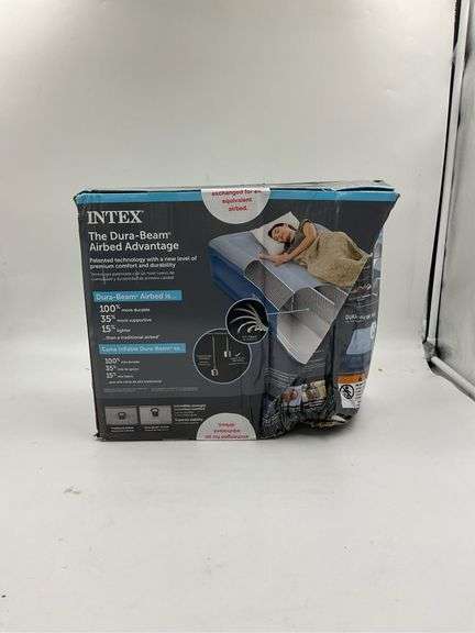 Intex Mid Rise Hexbeam 14" Electric Pump Twin Air Mattress - Dark Blue image