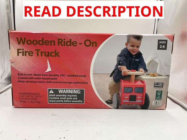 Wooden ride on fire truck image